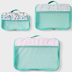 3pc Packing Cube Set White/Teal - Roller Rabbit x Target